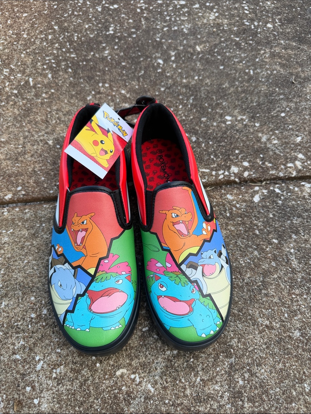 Pokémon Kids Slip-On Sneakers with Red, Green, Blue Panels. Size 6Y/7 Women’s